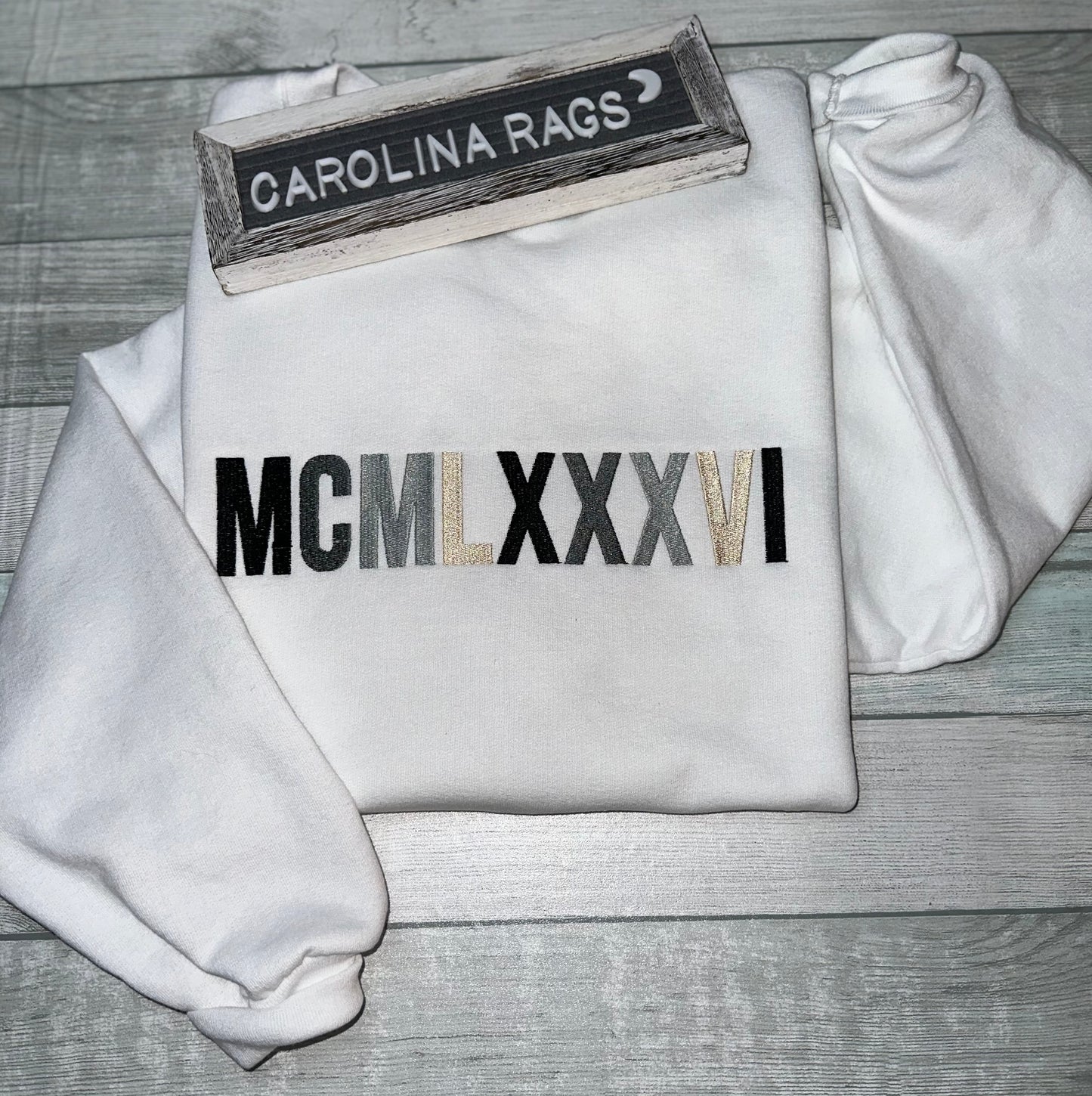 Roman Numeral Birth Year Embroidered Sweatshirt