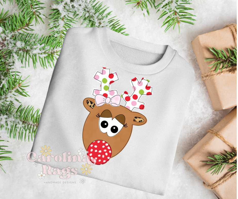 Personalized Girl Reindeer tee or onesie