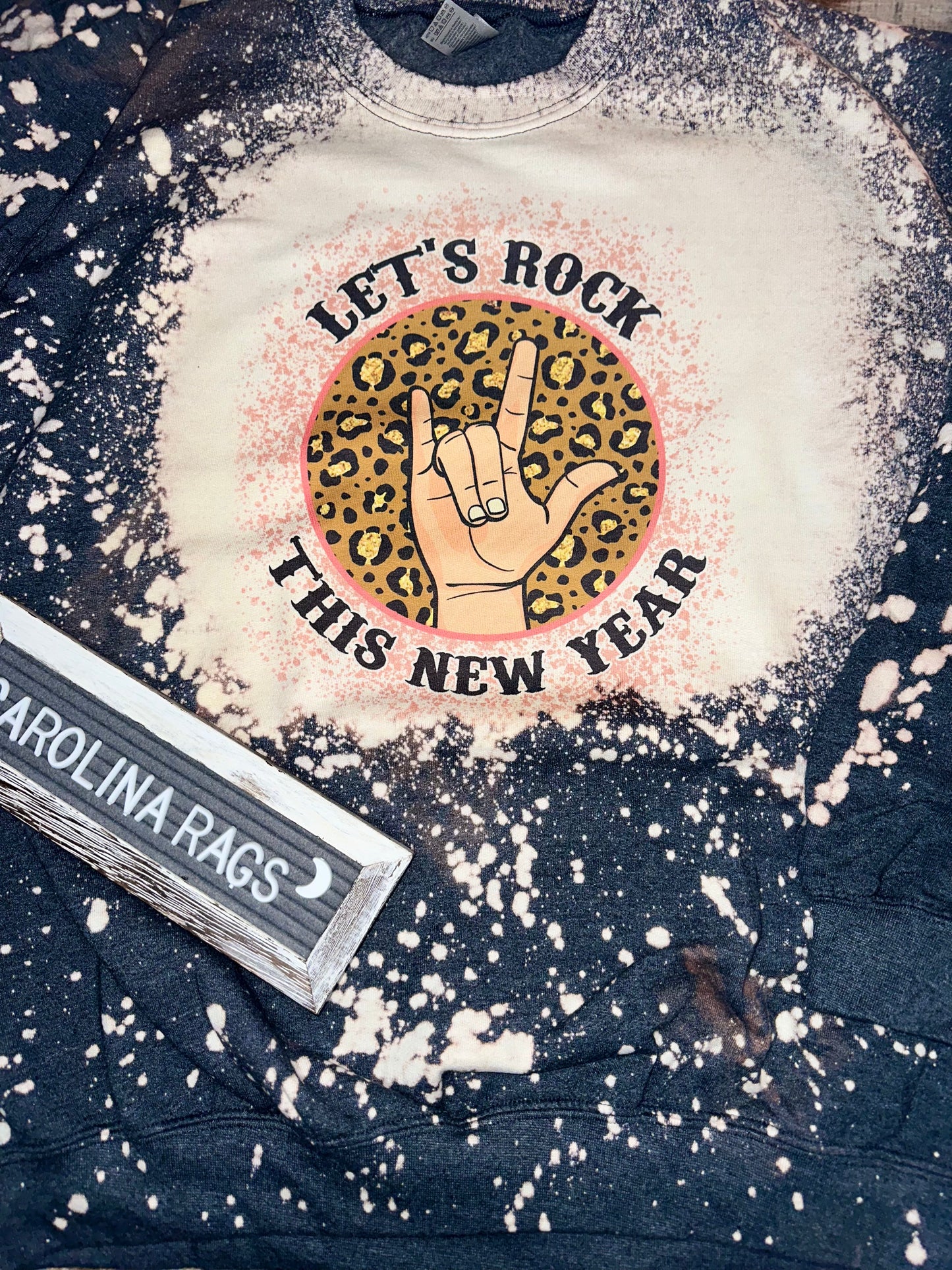 Let’s Rock This New Year dark heather grey bleached tee