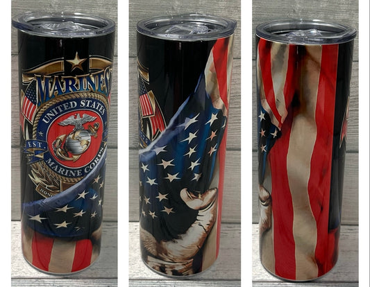 USMC and USA Flag~20oz Tumbler