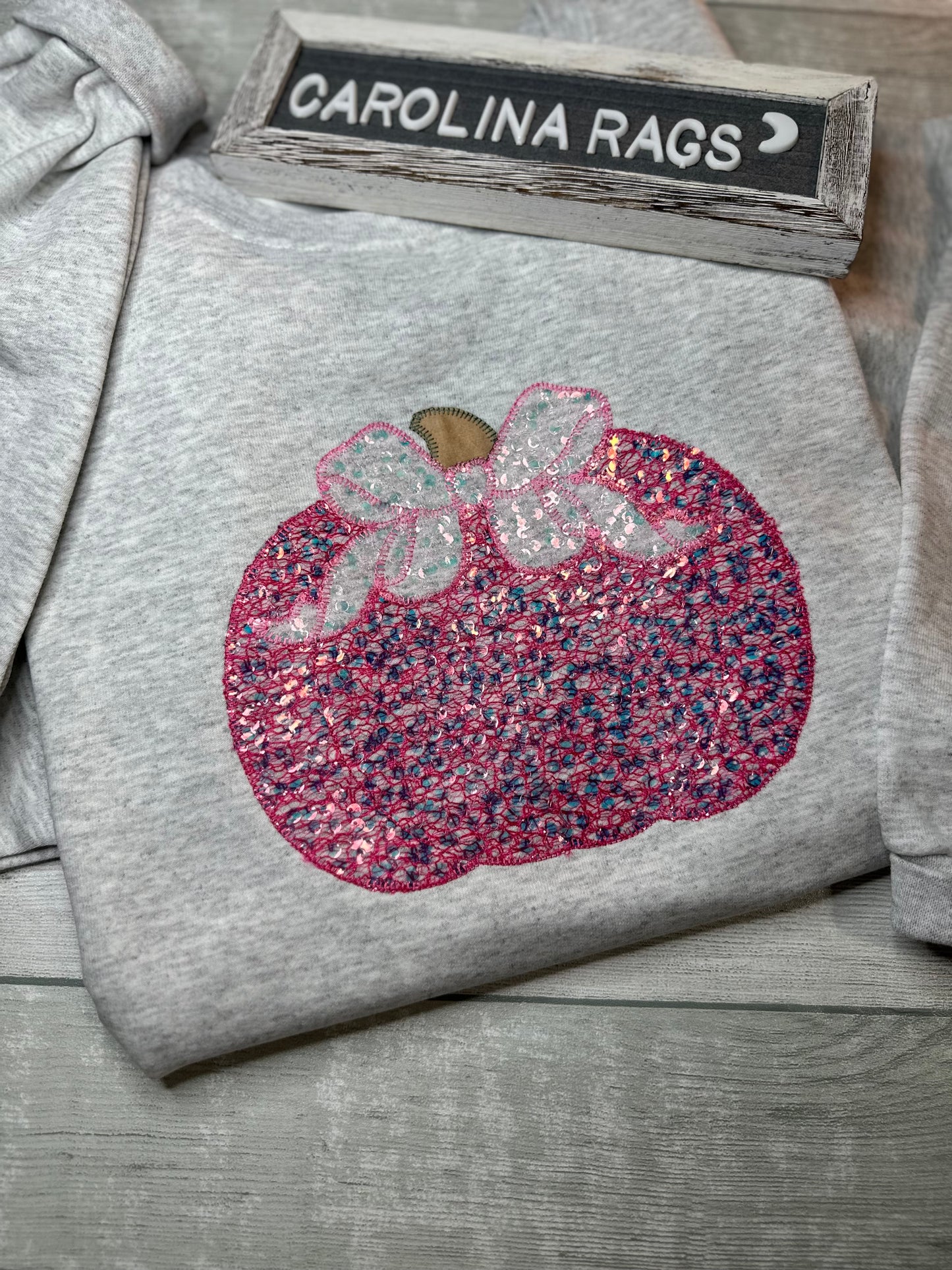 Breast Cancer Awareness Sequin Pumpkin Sweatshirt